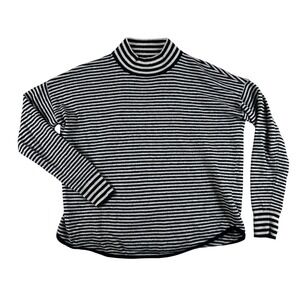 Madewell Sweater Womens XXS Blue Wool Alpaca Mock Neck Striped Knit Pullover